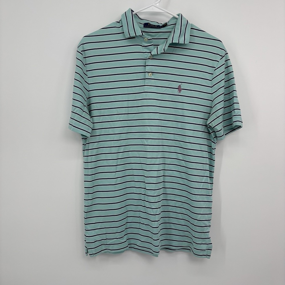 Polo Ralph Lauren Polo Shirt Mens Small Short Sleeve Lightweight Blue Stripes